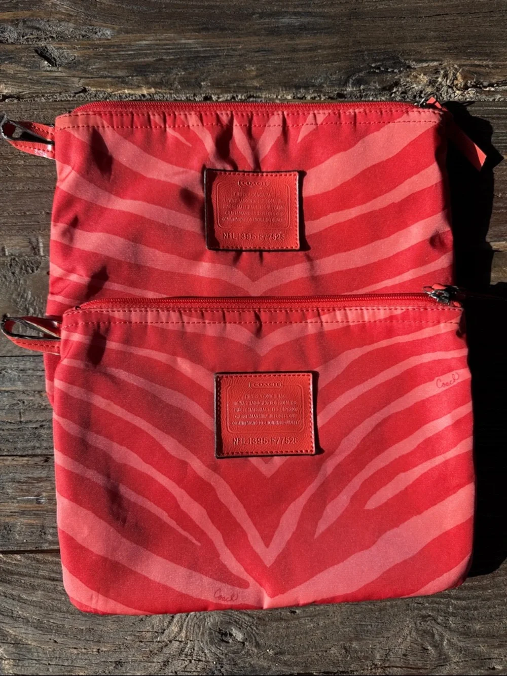 Coach zebra‎ totes make up cases bag organizers pair/ set Hot Orange